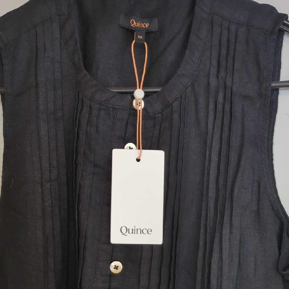 Sleeveless Black Button-Front Women’s Dress - Picture 2 of 8